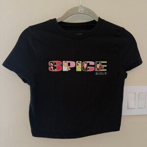 Spice Girls Women's Black Mini Short Sleeve Crop Top Women's Size Small